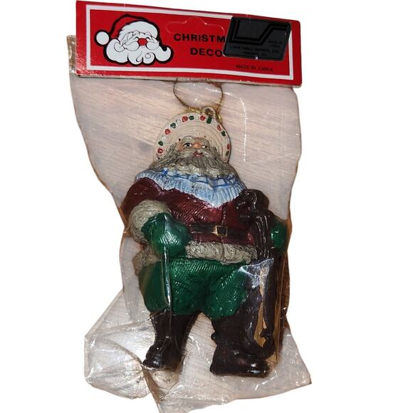 Vintage Lucie‎ Sable Imports Christmas Ornament Santa Violin -New - Picture 4 of 4